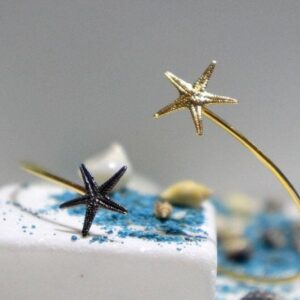 Nature-Inspired Starfish Bracelet, Two Tone Silver and Gold (Adjustable Cuff)