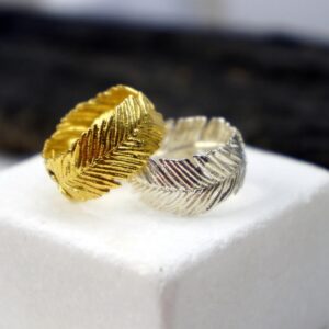 Leaf Band Ring: Gold Plated Sterling Silver - Eco Friendly Jewelry