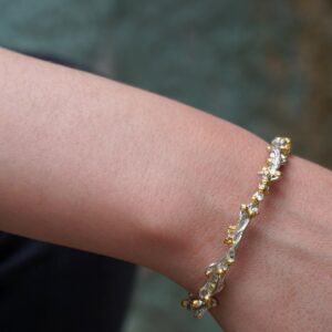 Gold Acacia Bracelet, Gold-Plated Sterling Silver Jewelry, Acacia Branch Bangle Bracelet, Gift for Her, Birthday Gift for Women