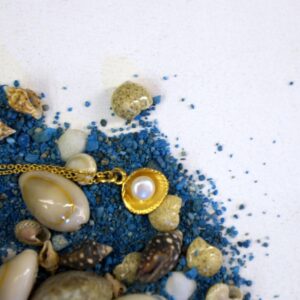 Sea Shell Pendant Necklace: Freshwater Pearl Jewelry (Sterling Silver Gold Plated)