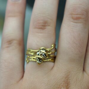 Jasmine Twig Ring: Real Sea Shell Accent (Sterling Silver, Gold Plated)