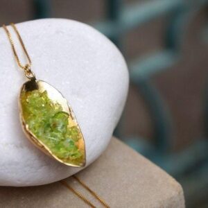 Nature-Inspired Necklace, Green Murano Glass Shells (Sterling Silver)