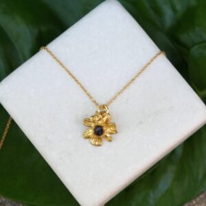 Gold Chamomile Necklace, Gold-Plated Sterling Silver Jewelry, Gold Pendant, Handmade Jewelry, Gift for Her, Birthday Gift for Women