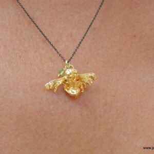 Bee Pendant Necklace: Gold Plated on Sterling Silver - Nature Inspired