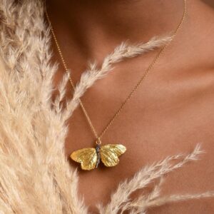Butterfly Necklace: Sustainable Jewelry (Gold Plated, Recycled Silver)