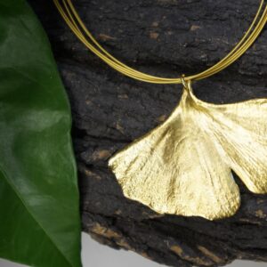 Ginkgo Leaf Necklace, Gold-Plated Sterling Silver Jewelry, Gold Pendant, Handmade Jewelry, Jewelry for Women, Birthday Gift, Gift for Her