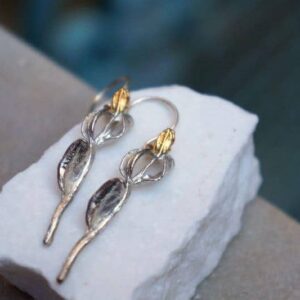 Olive Branch Earrings: Sterling Silver Dangle with Nature Design
