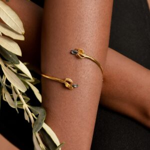 Olive Branch Bracelet: Handmade Nature Jewelry (Gold Plated, Adjustable)