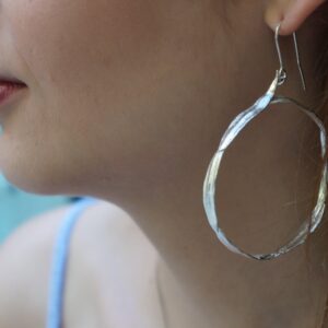 Olive Leaf Hoop Earrings: Sterling Silver - Nature Inspired Jewelry