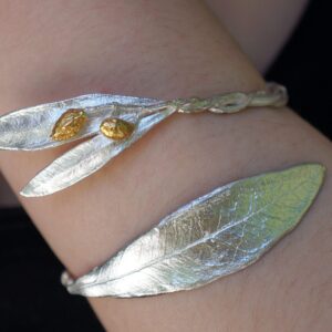 Silver Olive Branch Bracelet, Sterling Silver Jewelry, Adjustable Cuff, Gift for Her, Birthday Gift for Women, Handmade Jewelry