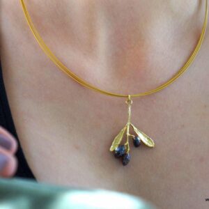 Gold Olive Necklace, Gold-Plated Sterling Silver Necklace, Silver Pendant, Handmade Gift for Her, Jewelry for Women, Birthday Gift