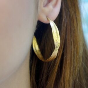 Sterling Silver Olive Leaf Hoop Earrings: Handmade Nature-Inspired Jewelry