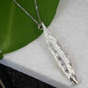 Botanical Olive Leaf Pendant Necklace (Recycled Sterling Silver, Unisex)