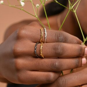 Gold-Silver Olive Branch Ring, Gold-Plated Sterling Silver Jewelry, Gift for Her, Birthday Gift for Women, Handmade Jewelry, Ring Band
