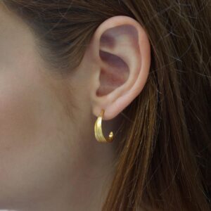 Gold Olive Leaf Hoop Earrings - Delicate Small Sterling Silver Hoops