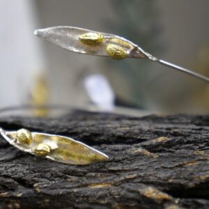 Olive Branch Arm Cuff - Handmade Sterling Silver with Gold Details
