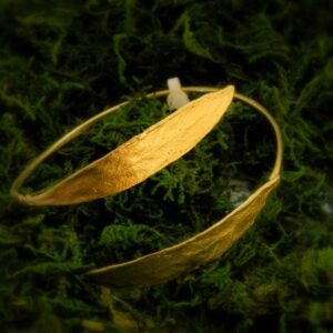 Gold Olive Leaf Bracelet, Gold-Plated Sterling Silver Jewelry, Silver Cuff, Gift for Her, Birthday Gift for Women, Handmade Jewelry