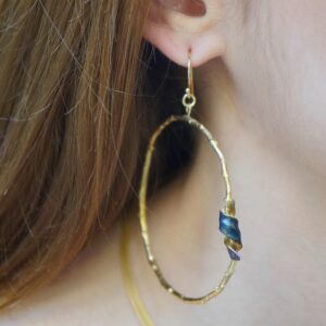 Olive Branch Earrings: Leaf Inspired Hoops (14k Gold Plated Silver)