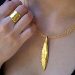 Gold Olive Leaf Necklace, Gold-Plated Sterling Silver Jewelry, Handmade Pendant, Gift for Her, Birthday Gift for Women, Handmade Jewelry