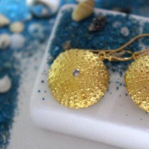 Sea Urchin Earrings: Beach Inspired Jewelry (Gold Plated Silver)