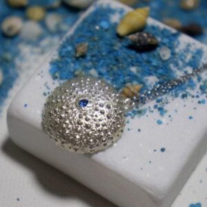Sea Urchin Pendant: Recycled Sterling Silver - Blue or Scarlet Zircon