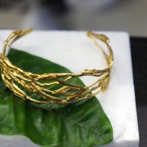 Jasmine Twig Bracelet: Adjustable Gold Plated Recycled Brass