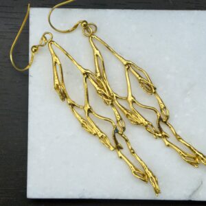 Jasmine Twig Earrings - Real Flower, Gold Plated Silver Dangles