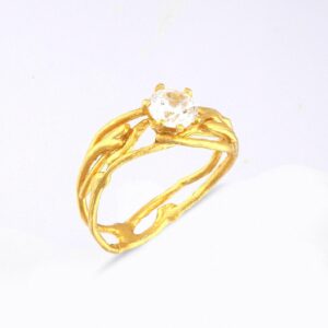 Jasmine Twig Ring - Delicate Sterling Silver with Sparkling Zircon