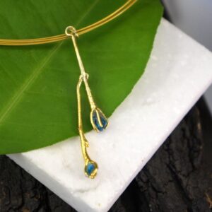 Jasmine Twig Flower Necklace - Multi-Strand with Raw Topaz Stone