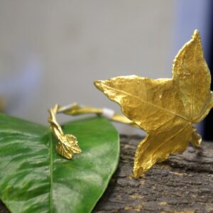 Nature Lover's Ivy Leaf Bracelet, Sterling Silver and Gold Plated (Adjustable)