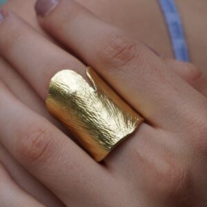 Gold Ginkgo Leaf Ring, Gold-Plated Sterling Silver Jewelry, Gold Ring, Gift for Her, Birthday Gift for Women, Handmade Jewelry, Gold Band
