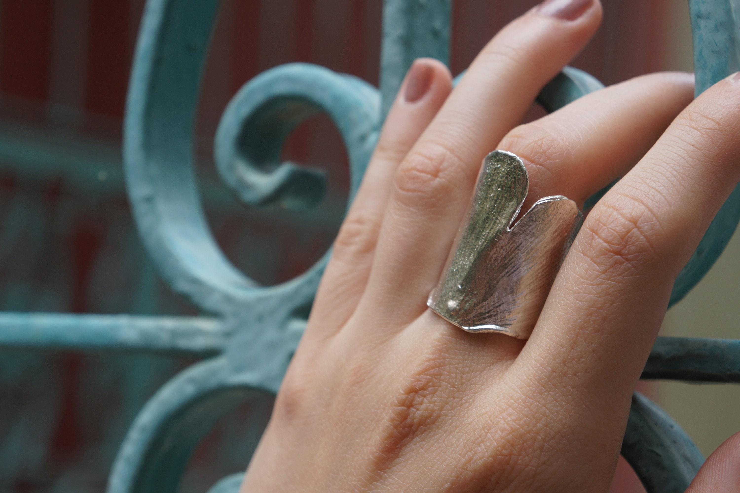 Gold Ginkgo Leaf Ring, Gold-Plated Sterling Silver Jewelry, Gold Ring, Gift for Her, Birthday Gift for Women, Handmade Jewelry, Gold Band - Image 3