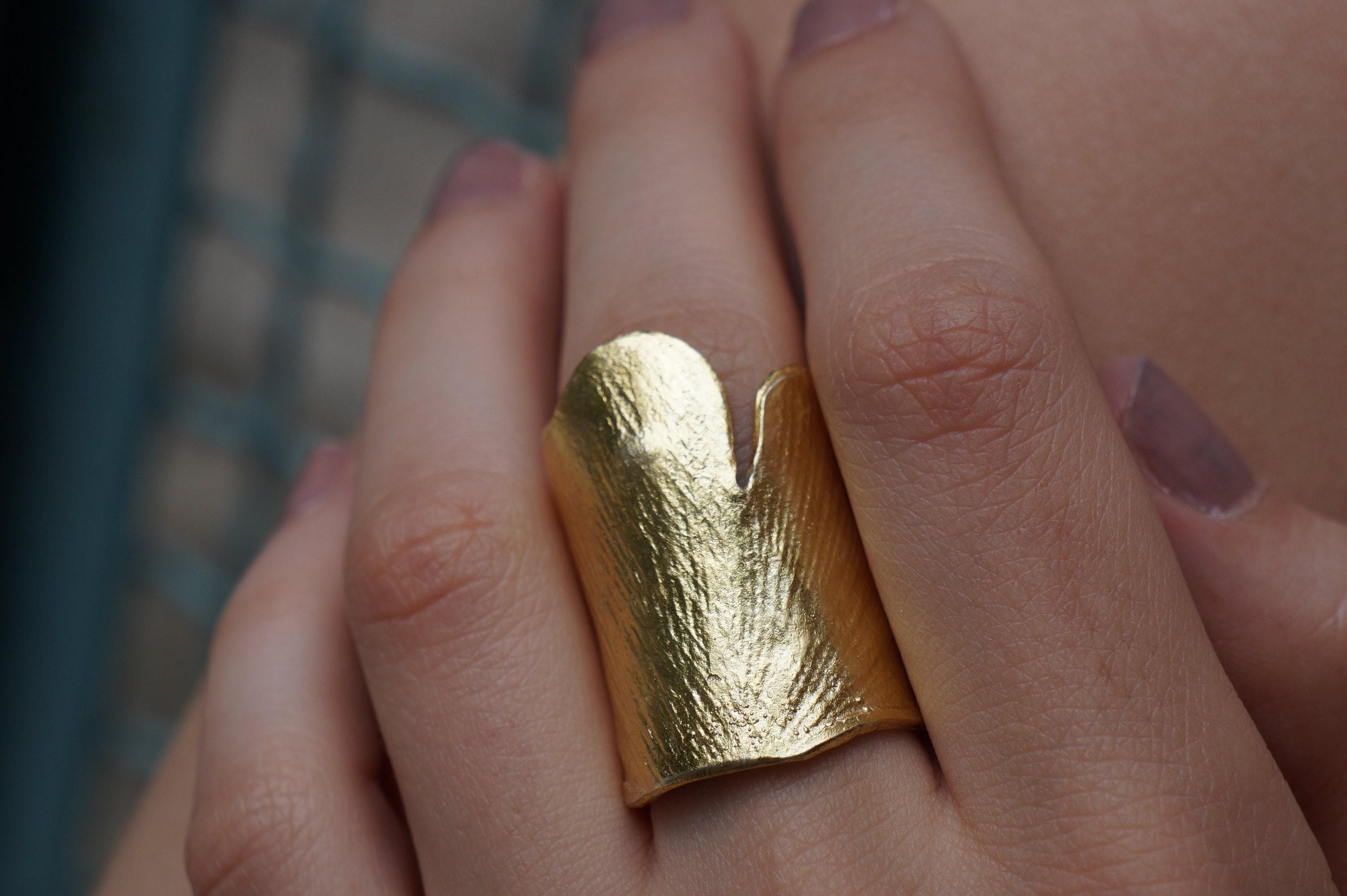 Gold Ginkgo Leaf Ring, Gold-Plated Sterling Silver Jewelry, Gold Ring, Gift for Her, Birthday Gift for Women, Handmade Jewelry, Gold Band - Image 4