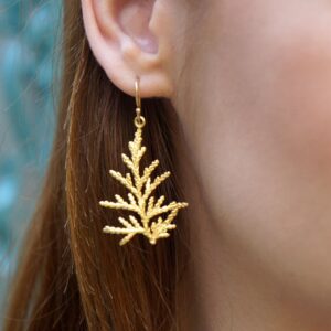 Cypress Leaf Earrings: Lightweight Dangle - Gold or Silver