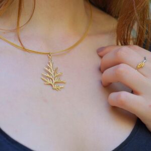Cypress Leaf Necklace: Gold Plated, Delicate Nature Design - Eco Friendly
