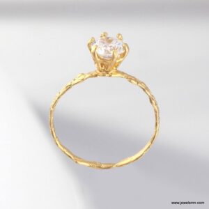 Cypress Twig Engagement Ring: Gold Plated Silver with Lab Diamond