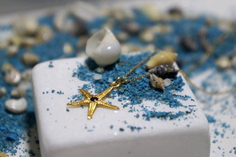 Starfish Pendant Necklace: Coastal Charm Jewelry (Gold Plated, Zircon Accent) - Image 2