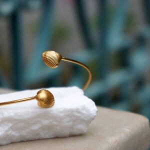 Sea Shell Gold Cuff Bracelet - Summer Inspired, Eco-Friendly
