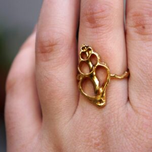 Sea Shell Ring, Adjustable Sterling Silver or Gold Jewelry, Nature-Inspired Design