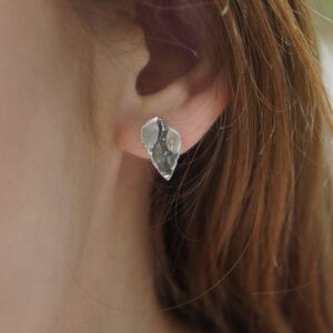 Sterling Silver Sea Shell Earrings: Half Heart Nautical Studs (Eco-Friendly)