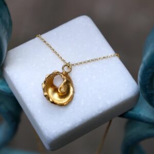 Nature Inspired Sea Shell Necklace, Gold Electroformed (Dainty Pendant for Women)