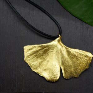 Gold Ginkgo Leaf Necklace, Gold-Plated Sterling Silver Jewelry, Gold Pendant, Gift for Her, Birthday Gift for Women, Handmade Jewelry
